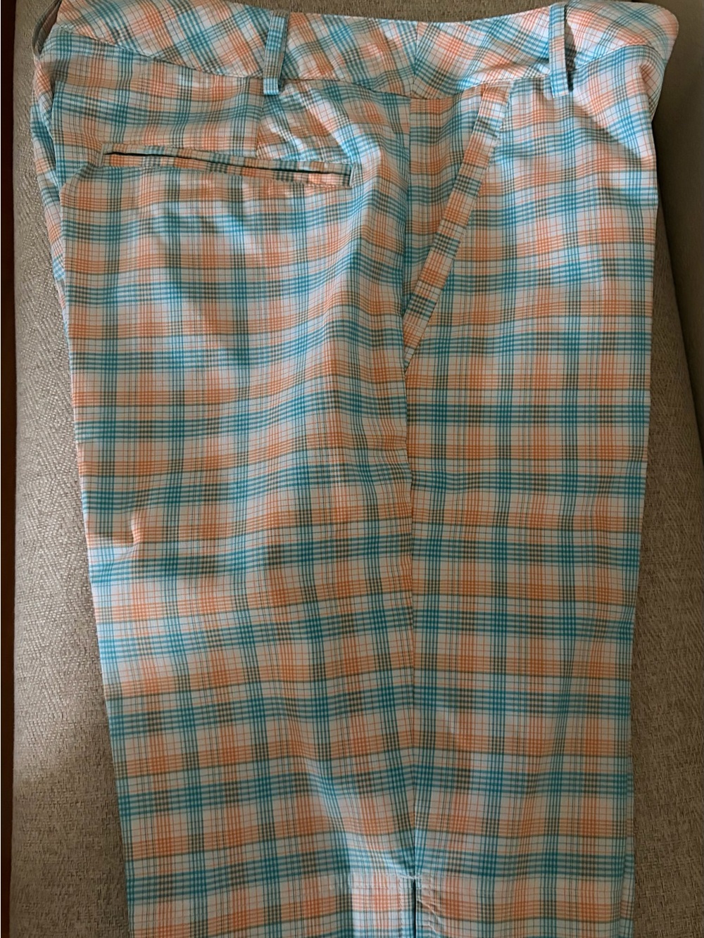 Puma Pastel Plaid Golf Pants in Aqua & Peach